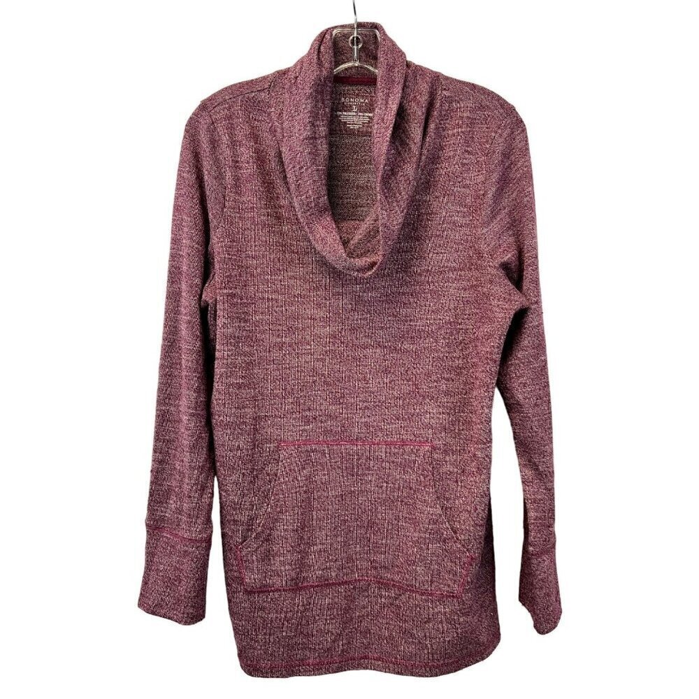 Sonoma Women’s Cowl Neck Pullover Long Sleeve Top Multicolor Front Pocket L